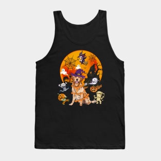 Golden Retriever Witch Funny Dog Halloween Tank Top